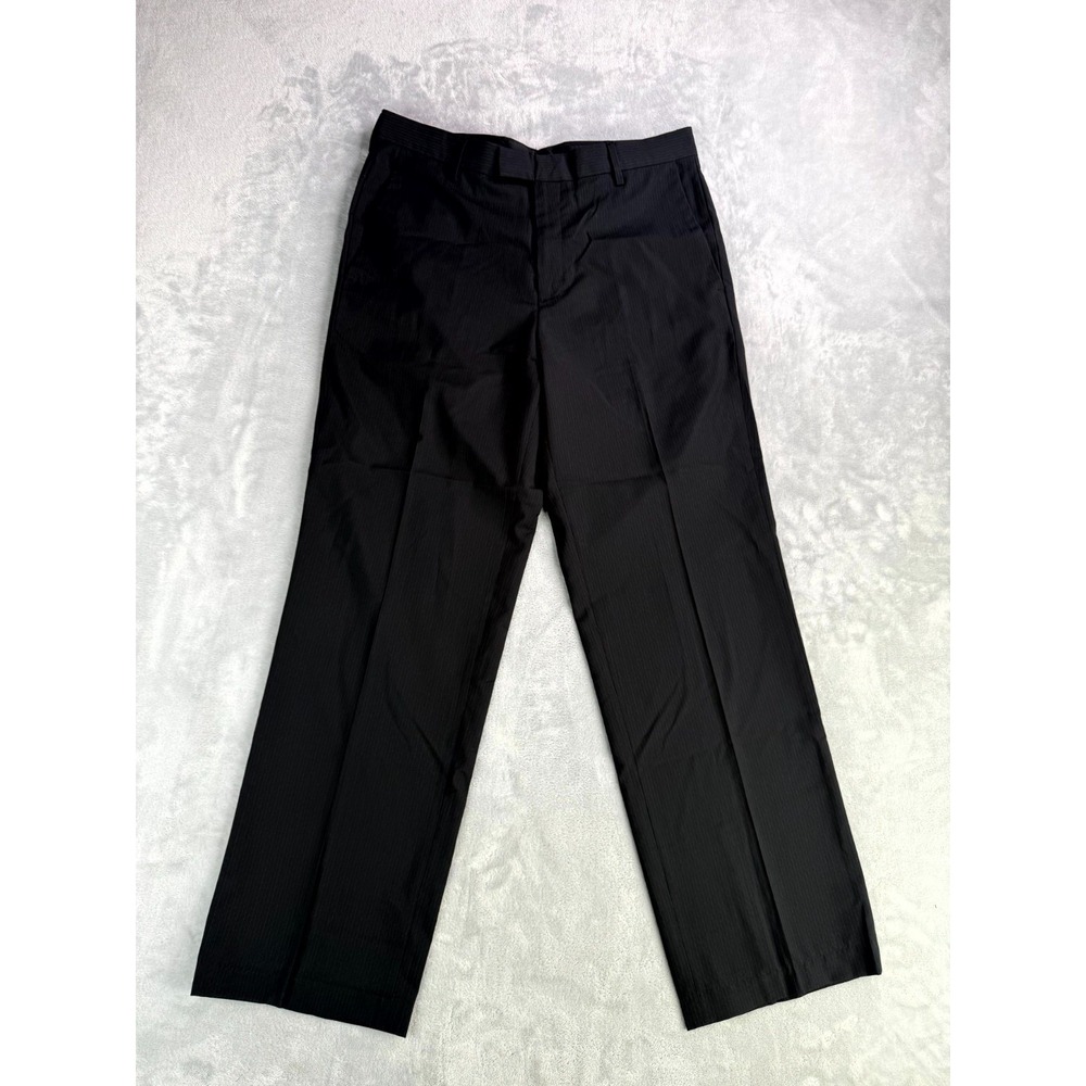 Kenneth Cole Reaction Dress Pants Mens 33x32 Black Pinstripe Straight Leg Formal